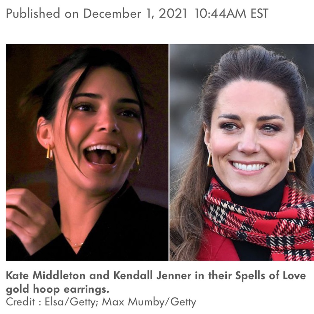 Spells of Love ‘Alia’ Yellow Gold Hoops ASO Catherine, Princess of Wales